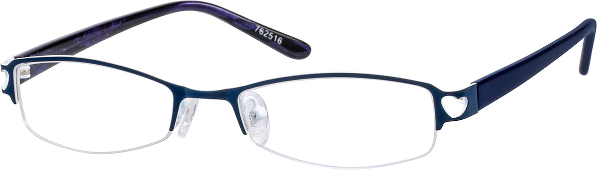 Zenni Women's Rectangle Prescription Glasses Half-Rim Blue Plastic Frame