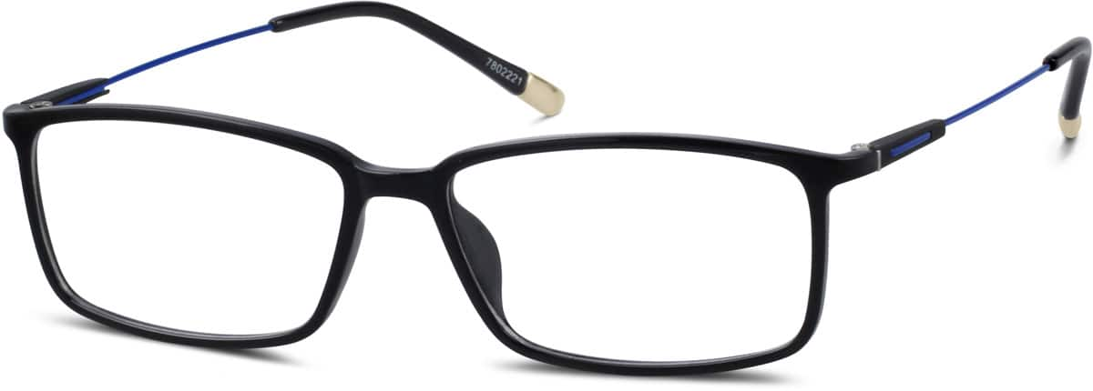 Angle view of Rectangle Glasses 7802221 in Black