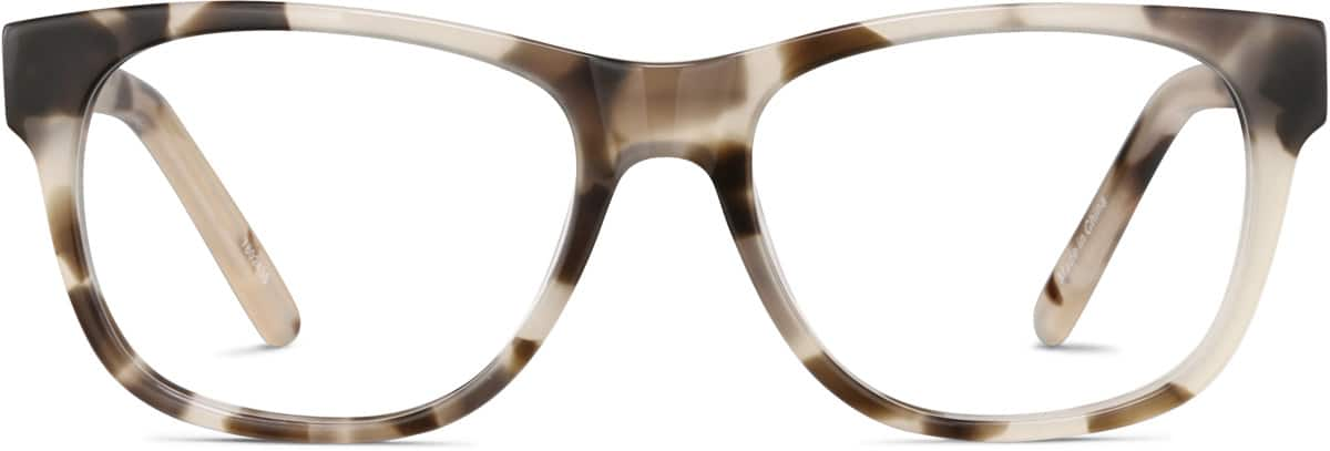 Front view of Kids’ Square Glasses 7802435 in Ivory Tortoiseshell