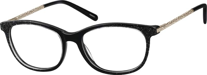 Angle view of Oval Glasses 7806021 in Black