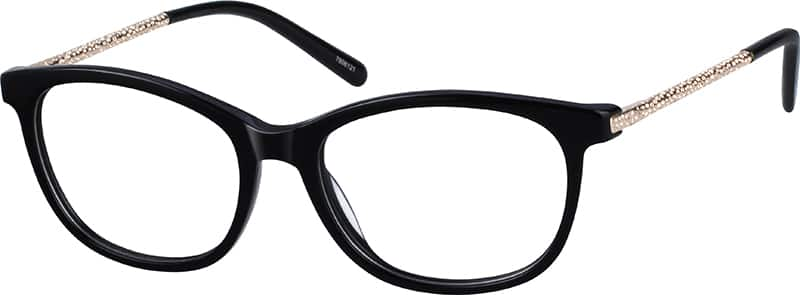 Angle view of Oval Glasses 7806121 in Black