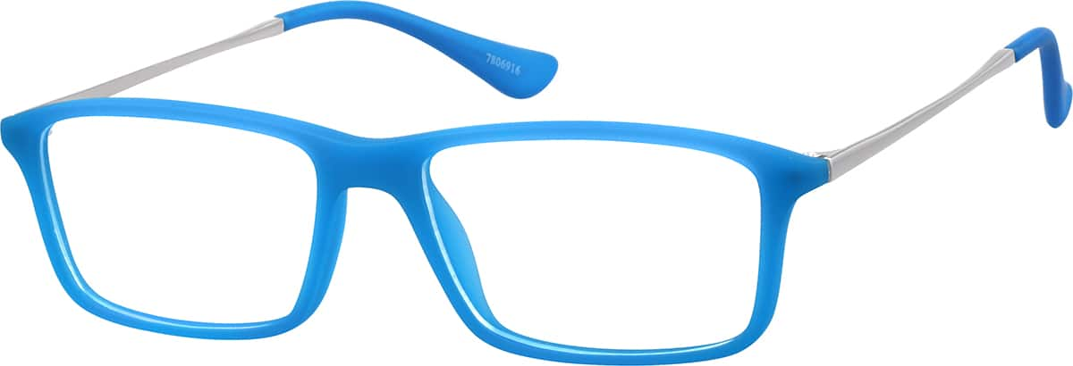 Angle view of Kids’ Rectangle Glasses 7806916 in Blue