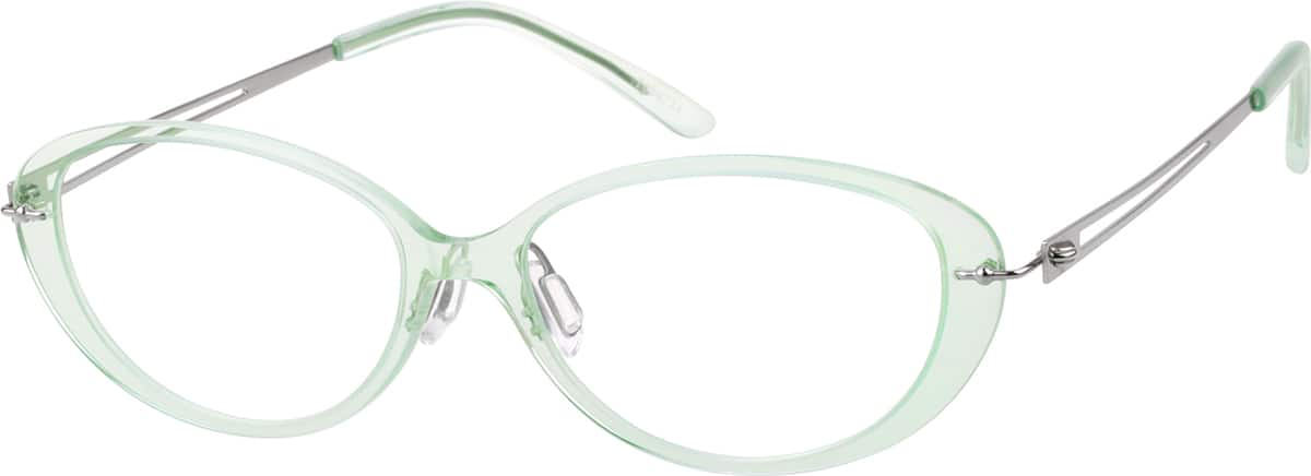 Angle view of Oval Glasses 7809724 in Translucent Green