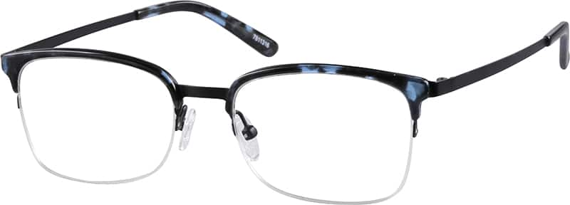 Angle view of Browline Glasses 7811316 in Blue Pattern