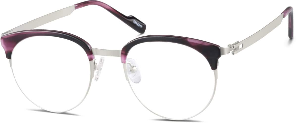 Angle view of Browline Glasses 7812317 in Berry