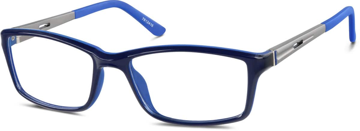 Angle view of Kids' Rectangle Glasses 7812416 in Blue