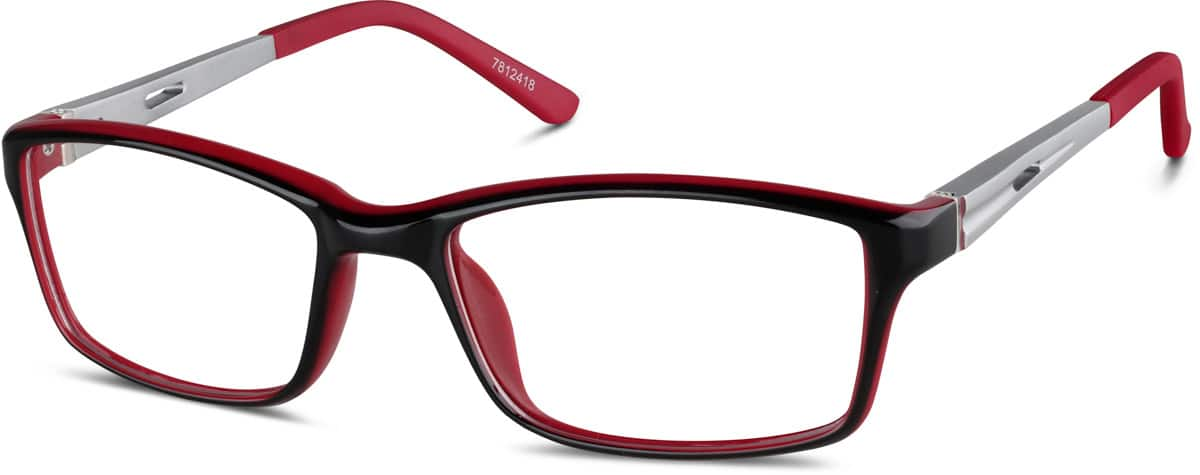 Angle view of Kids' Rectangle Glasses 7812418 in Black/Red