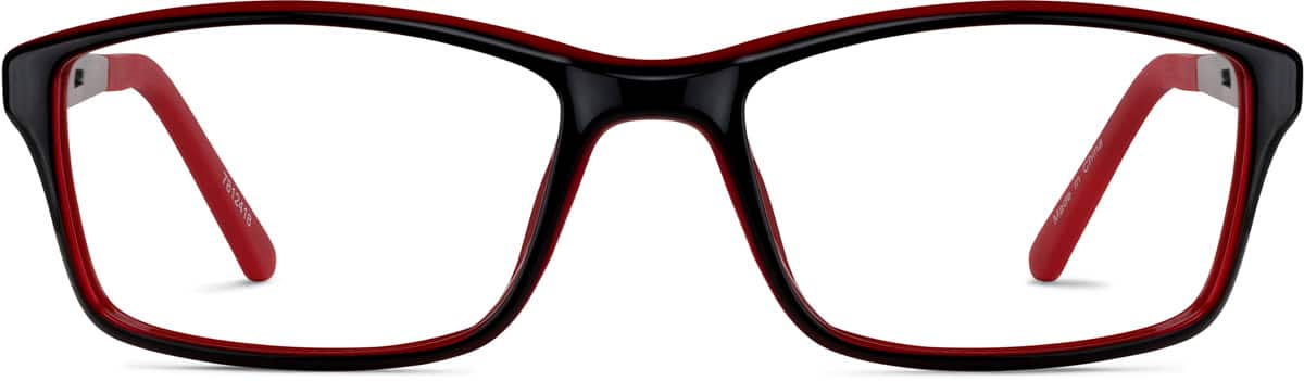 Front view of Kids' Rectangle Glasses 7812418 in Black/Red