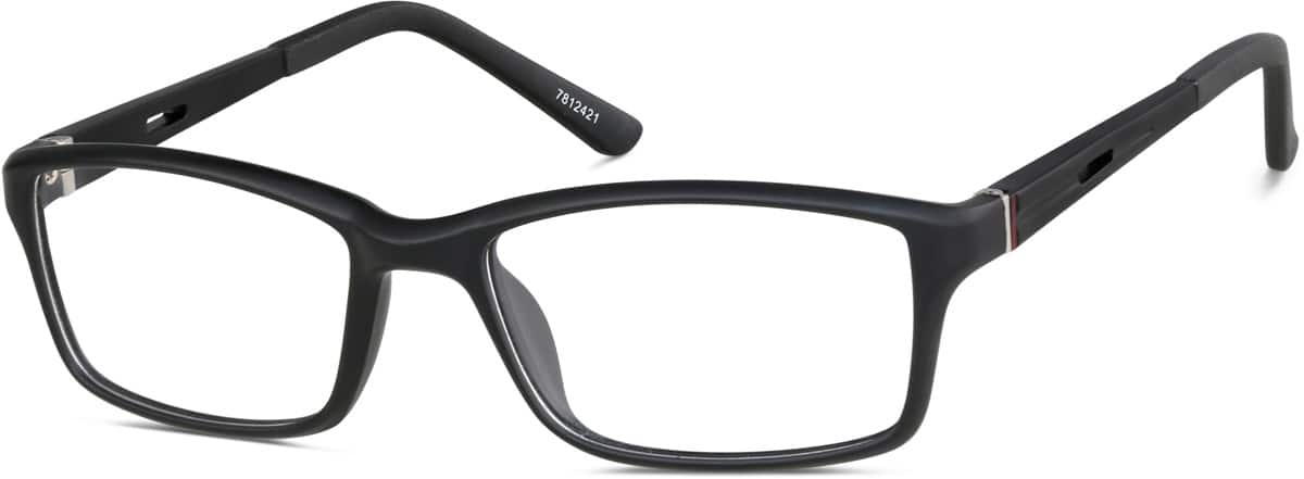 Angle view of Kids' Rectangle Glasses 7812421 in Black