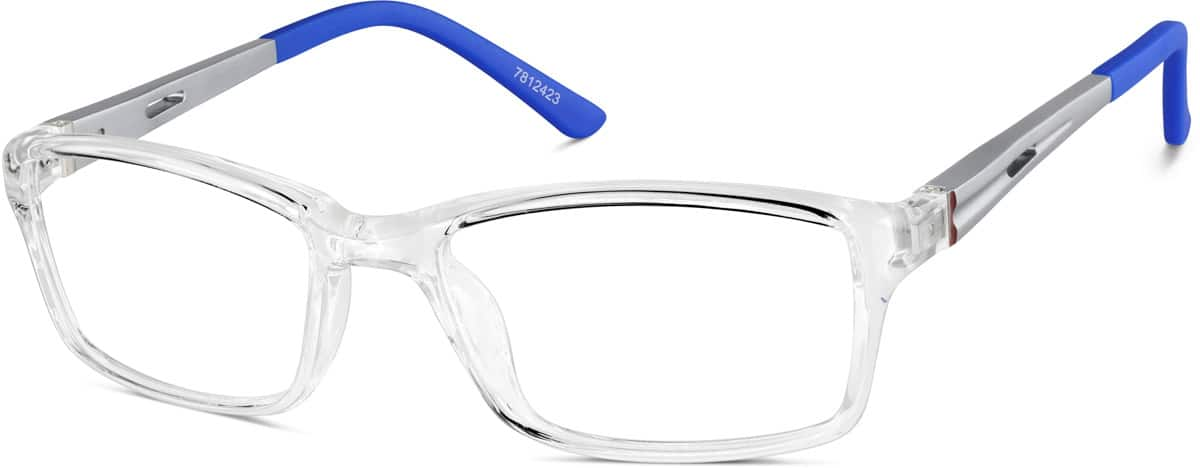 Angle view of Kids' Rectangle Glasses 7812423 in Clear