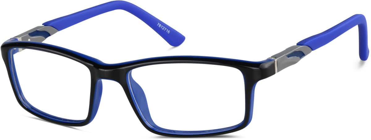 Angle view of Kids’ Rectangle Glasses 7812716 in Blue