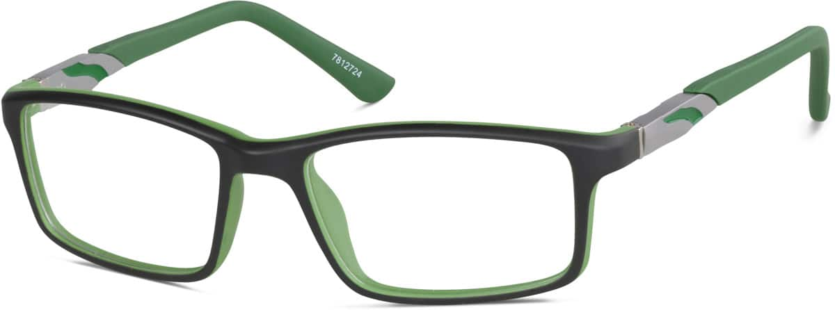 Angle view of Kids’ Rectangle Glasses 7812724 in Green