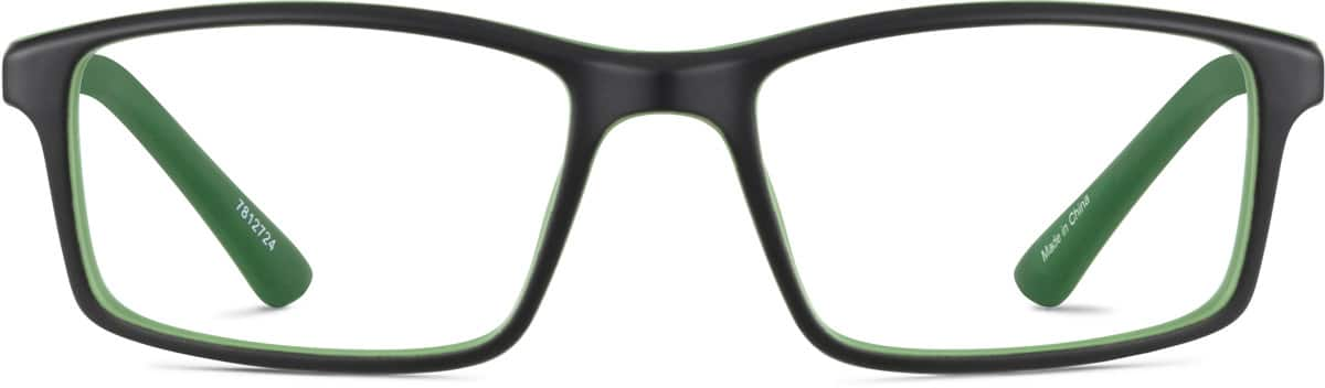 Front view of Kids’ Rectangle Glasses 7812724 in Green