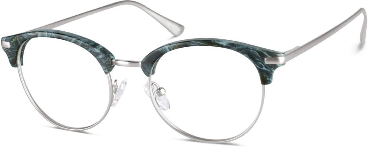 Angle view of Agave Browline Glasses 7813024 in Leaf