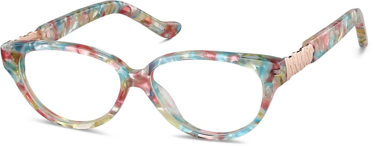 Angle view of Kids' cat-eye Glasses 781329 in Beach Glass