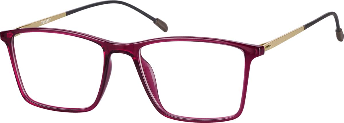 Angle view of Rectangle Glasses 7813517 in Red