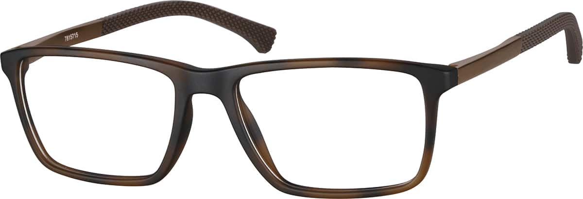 Angle view of Rectangle Glasses 7815715 in Brown Pattern