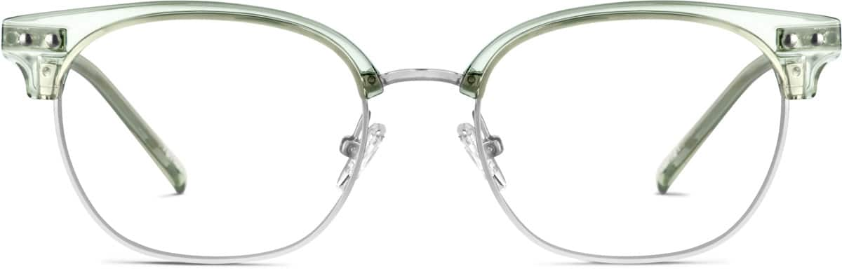 Front view of Browline Glasses 7815924 in Green