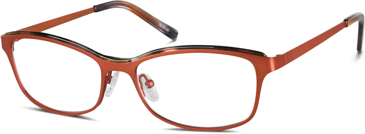 Zenni Womens Rectangle Prescription Glasses Orange Tortoiseshell Full Rim Frame