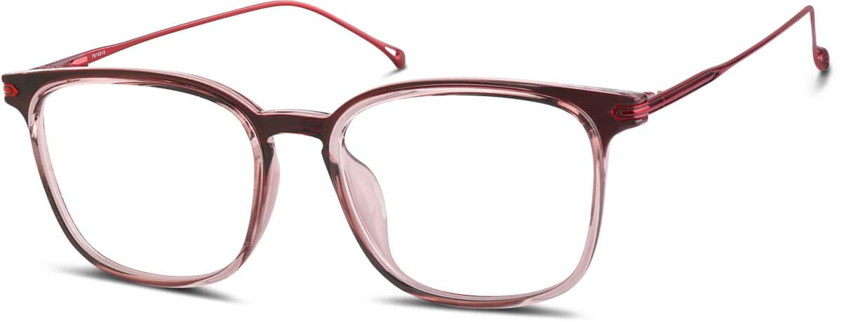 Angle view of Square Glasses 7816818 in Cranberry