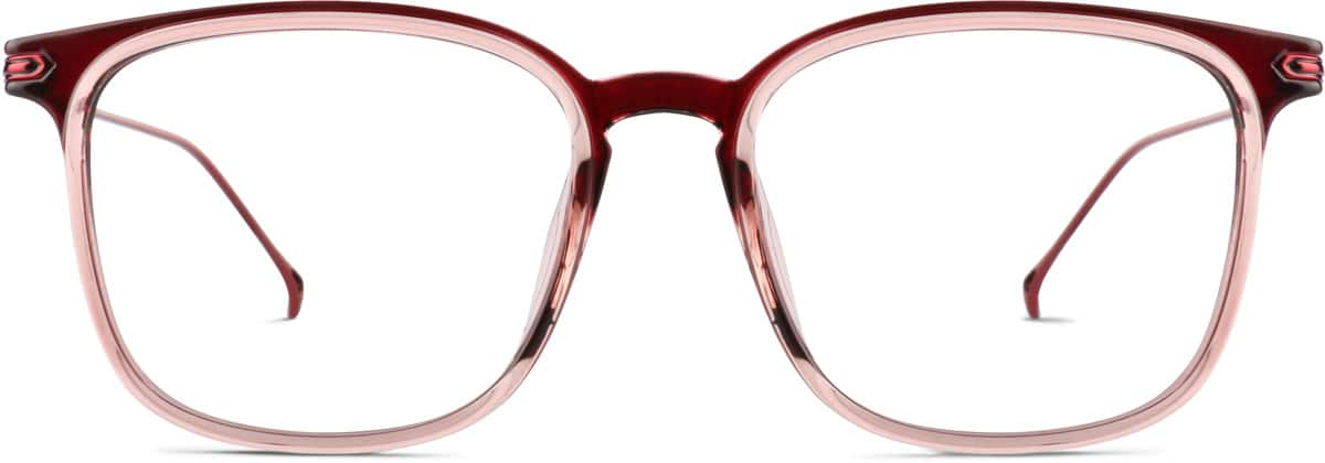 Front view of Square Glasses 7816818 in Cranberry