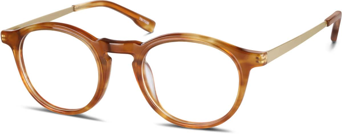 Angle view of Round Glasses 7817039 in Caramel