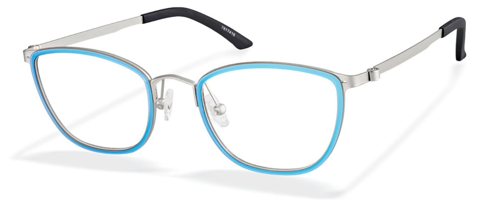 Zenni Women's Cat-Eye Prescription Glasses Blue Mixed Full Rim Frame