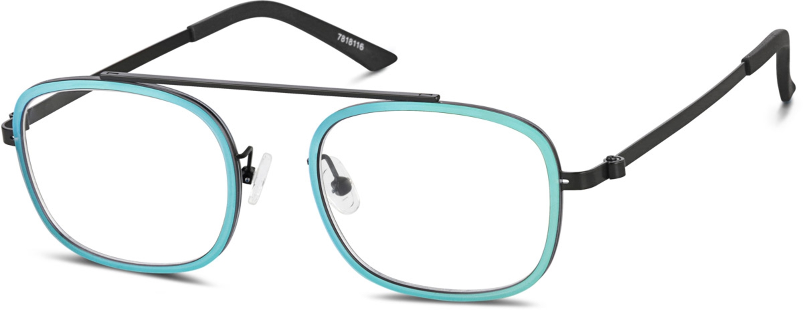 Zenni Experimental Rectangle Prescription Glasses Blue Mixed Full Rim Frame