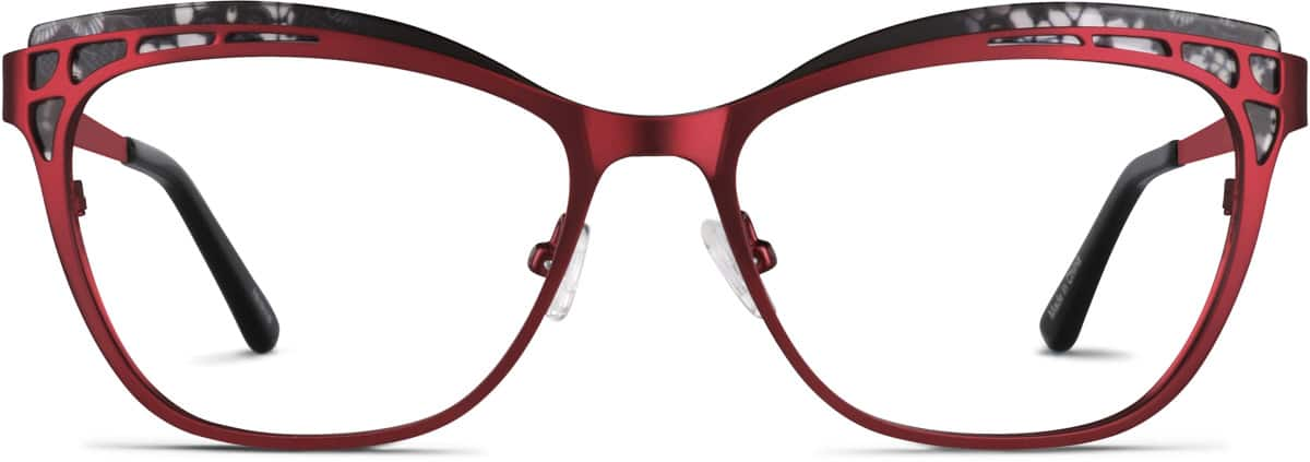 Front view of Square Glasses 7819118 in Red