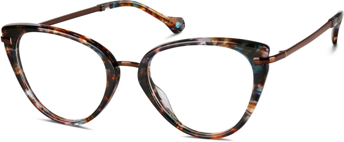 Angle view of Cat-Eye Glasses 7819639 in Dark Tortoiseshell