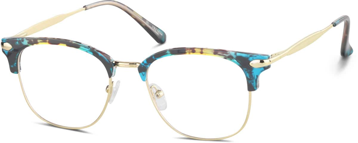 Angle view of Browline Glasses 7821524 in Green Tortoiseshell