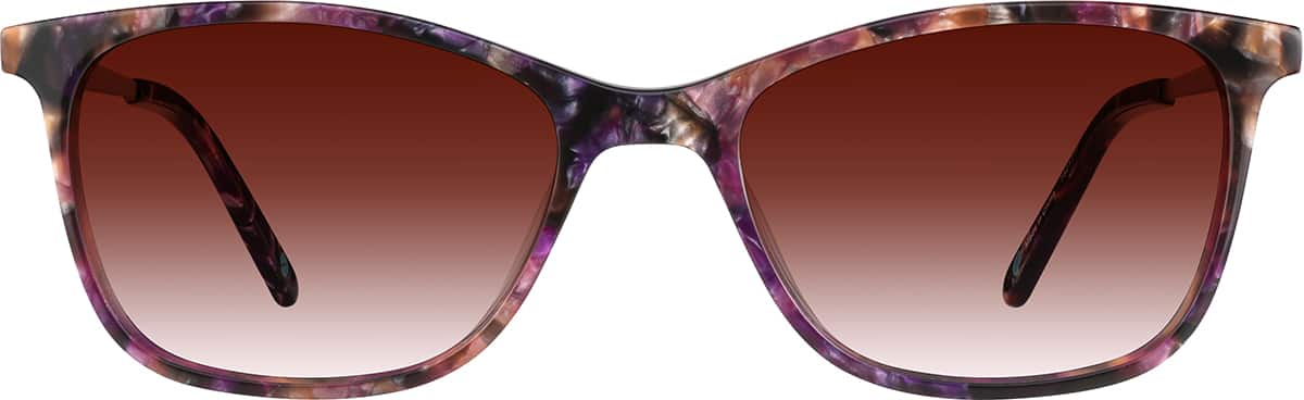 Zenni Women's Rectangle Prescription Glasses Purple Tortoise Shell Mixed Full Rim Frame, Universal Bridge Fit, Spring Hinges, Blokz Blue Light Glasses