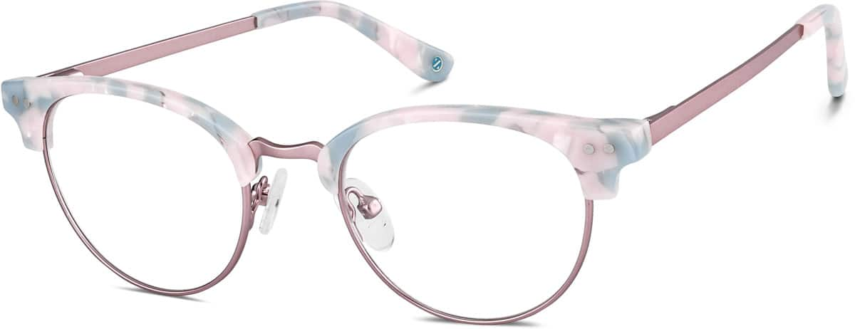 Angle view of Browline Glasses 7822019 in Pink Tortoiseshell