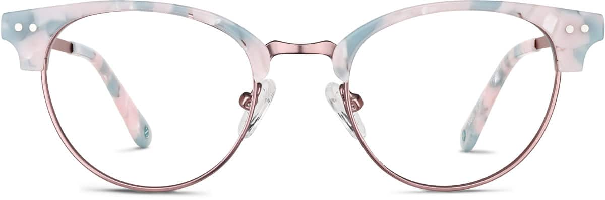 Front view of Browline Glasses 7822019 in Pink Tortoiseshell