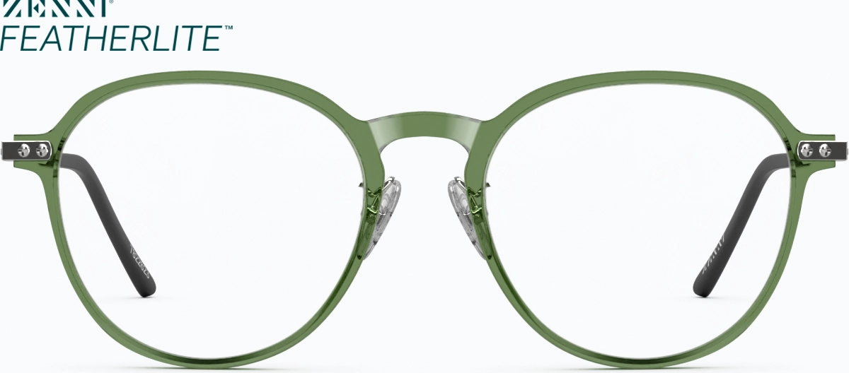 Front view of Round Glasses 7822624 in Green thumbnail