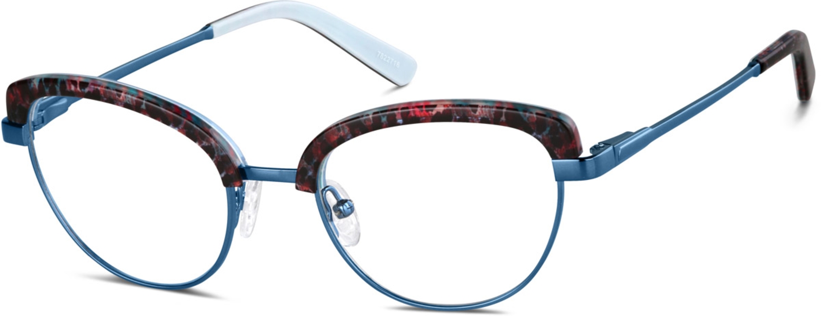 Zenni Women's Artsy Cat-Eye Prescription Glasses Blue Mixed Full Rim Frame