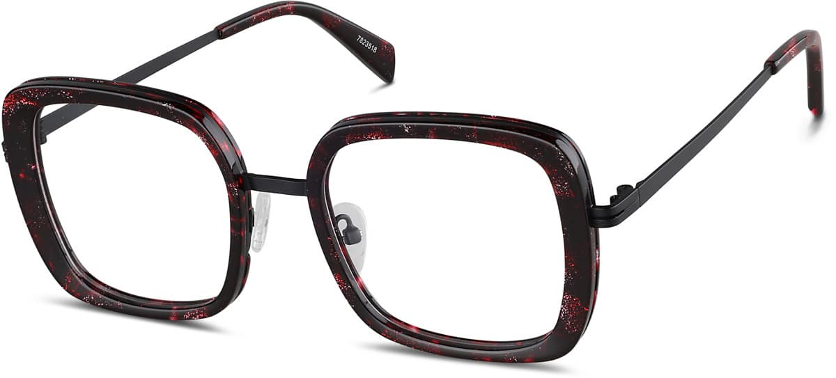 Angle view of Square Glasses 7823518 in Red