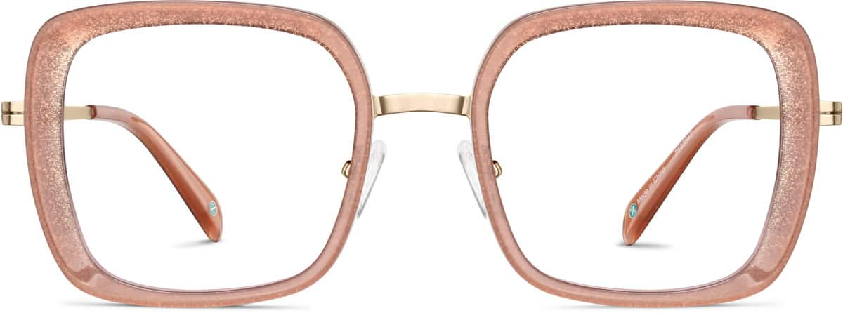 Front view of Square Glasses 7823542 in Peach