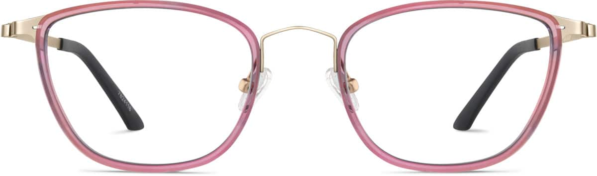 Front view of Rectangle Glasses 7824118 in Red