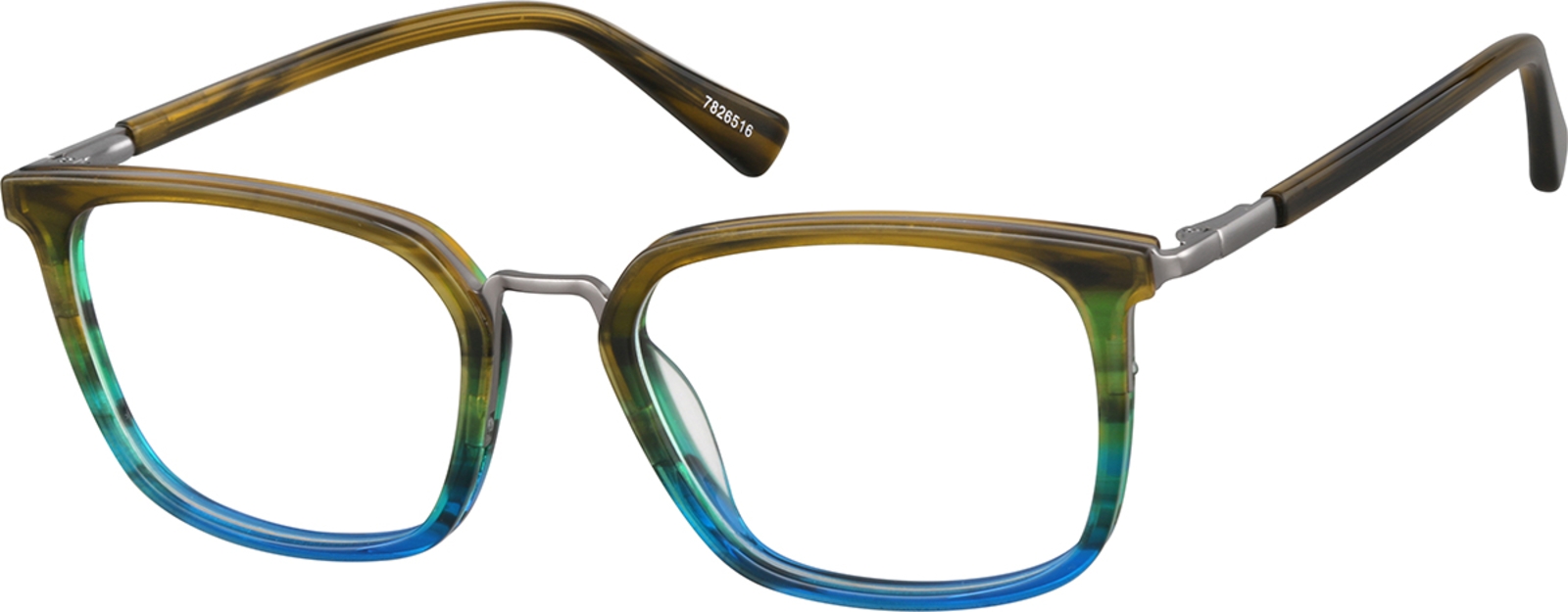 Zenni Men's Rectangle Prescription Glasses Blue Mixed Full Rim Frame