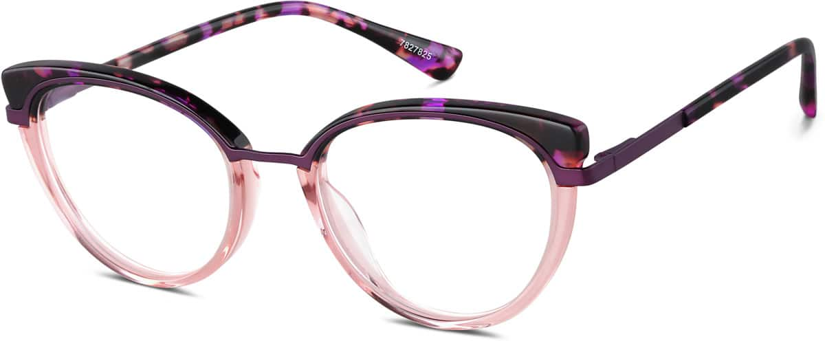 Angle view of Cat-Eye Glasses 7827825 in Berry Tortoiseshell