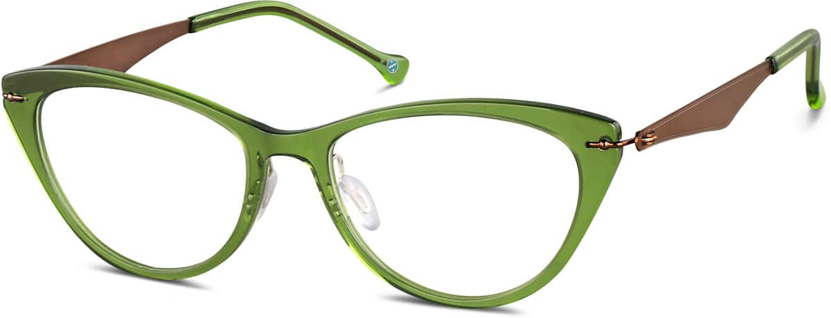 Angle view of Cat-Eye Glasses 7828024 in Green