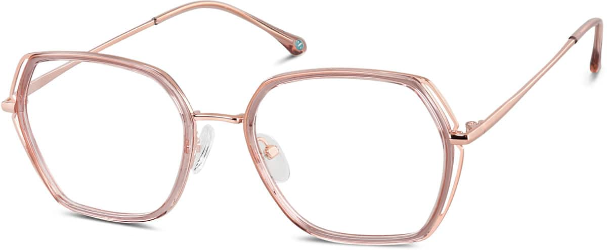 Angle view of Geometric Glasses 7828719 in Pink