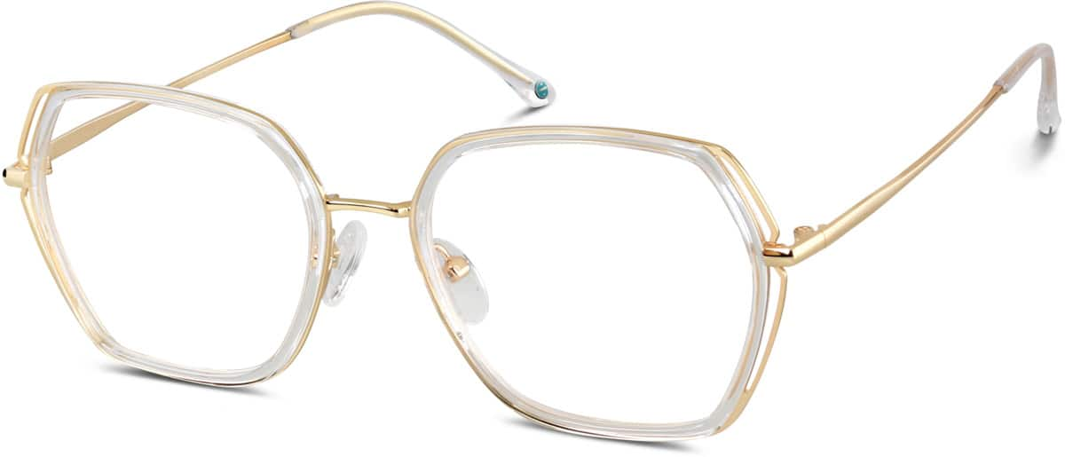 Angle view of Geometric Glasses 7828723 in Clear