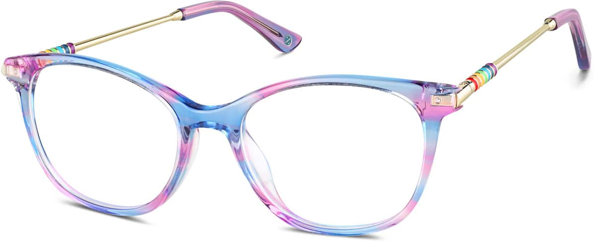 Angle view of Kids' Square Glasses 7829317 in Pink/Blue