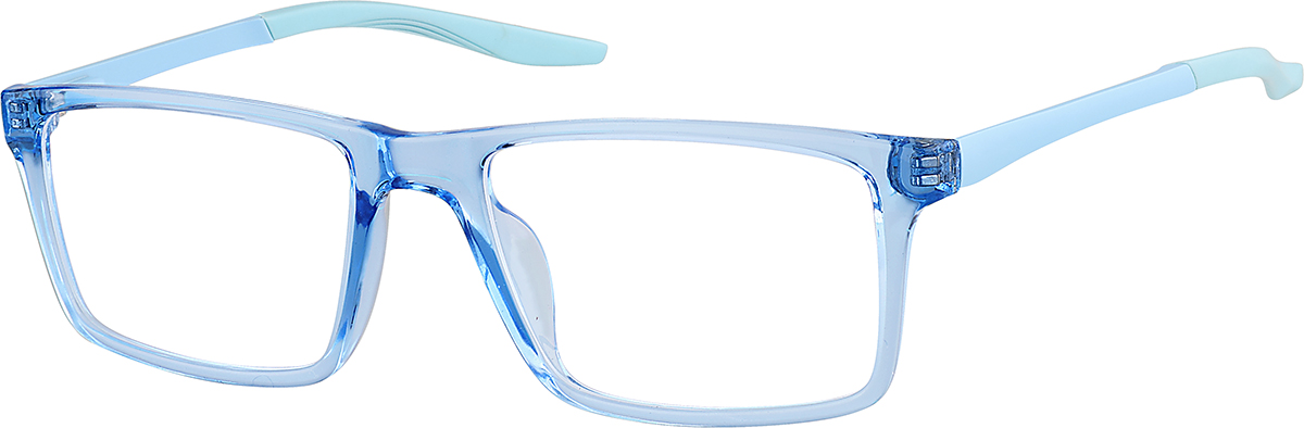 Zenni Kids Sporty Rectangle Prescription Glasses Blue Mixed Full Rim Frame