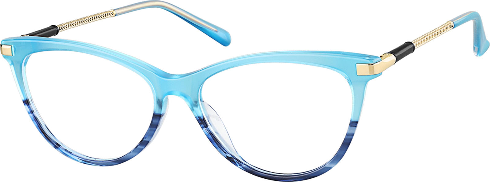 Zenni Women's Cat-Eye Prescription Glasses Blue Mixed Full Rim Frame