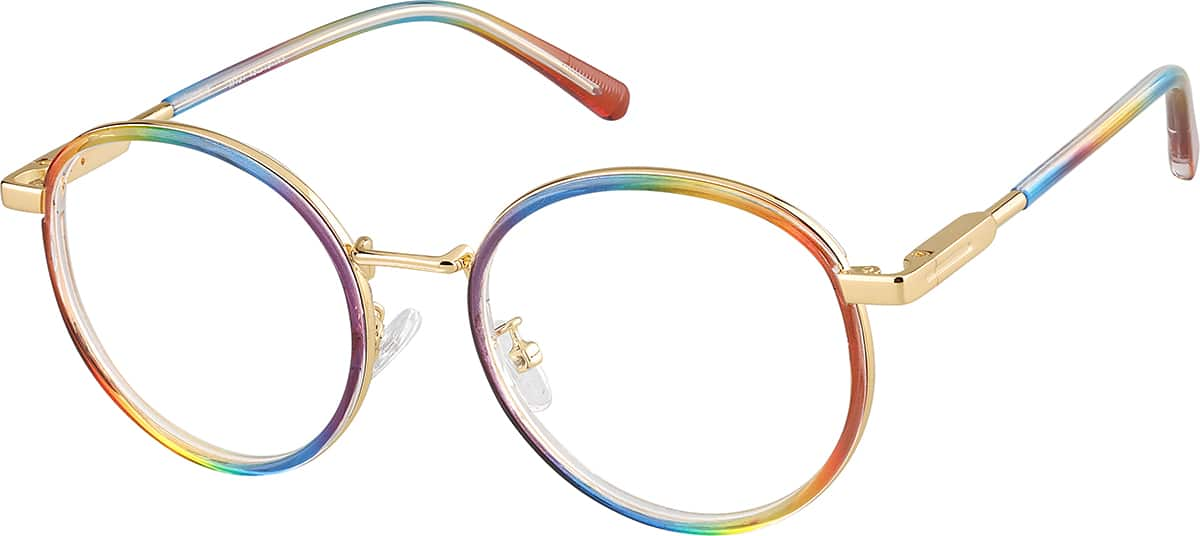 Angle view of Kids' Round Glasses 7833029 in Rainbow