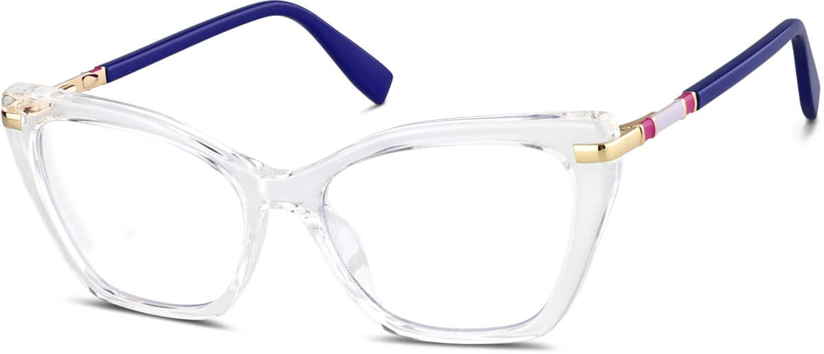 Angle view of Cat-Eye Glasses 7835123 in Clear