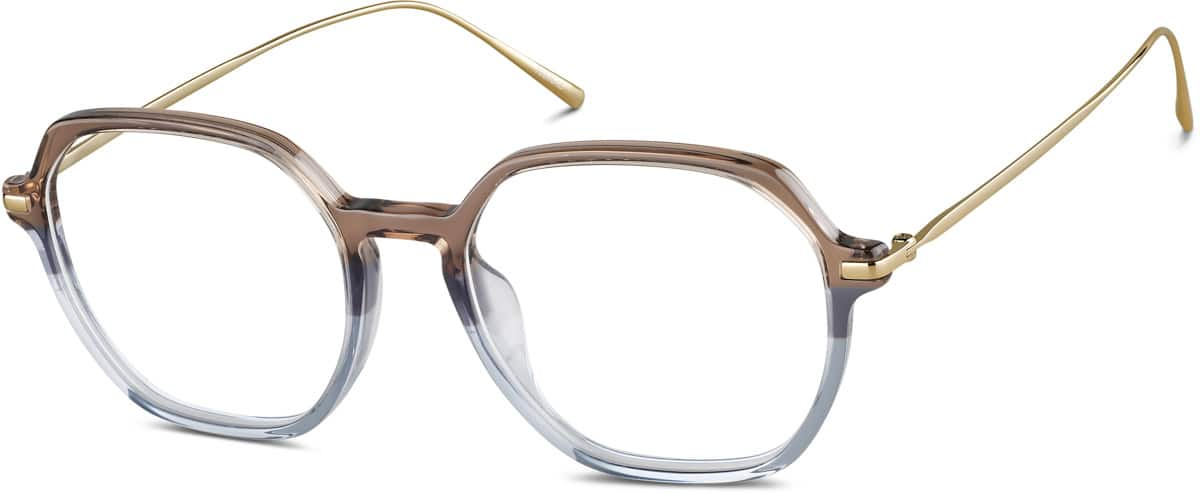 Angle view of Geometric Glasses 7837515 in Brown